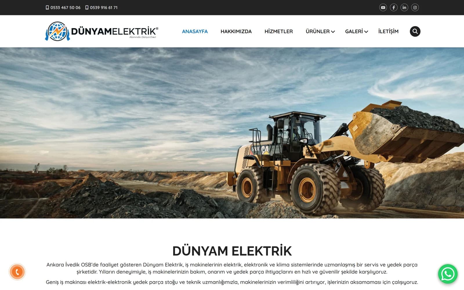 Dünyam Elektrik: sitenin ana sayfası